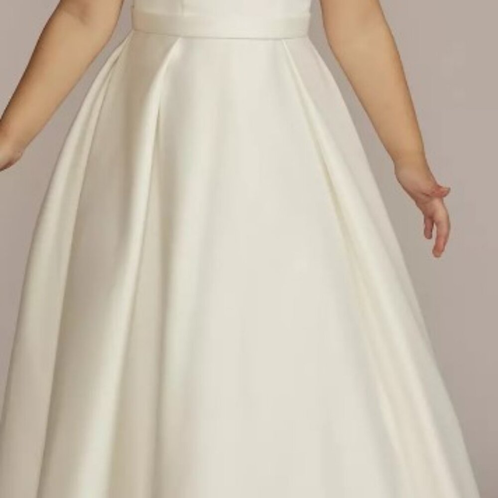 Satin Off-the-Shoulder Flower Girl Dress